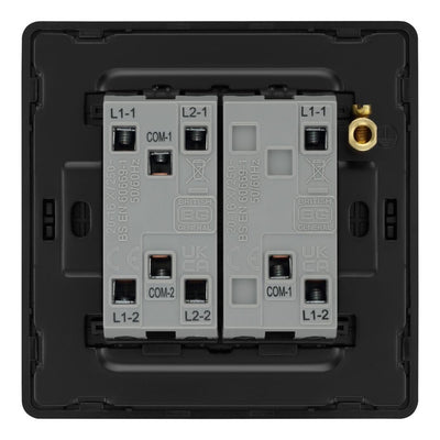 BG Evolve Black Chrome 2 Way Triple Edge to Edge Rocker Switch PCDBC43EB with 35mm Steel Back Box