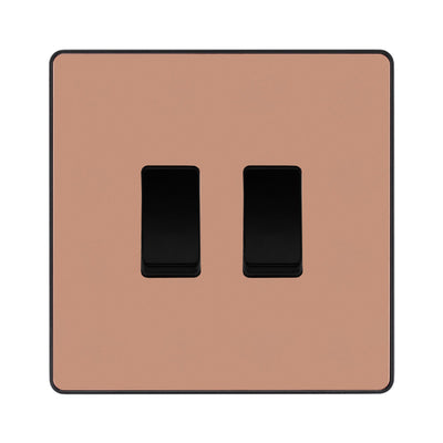 BG Evolve Polished Copper 2 Gang Intermediate Custom Grid Light Switch