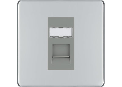 BG Screwless Polished Chrome Single 1 Gang RJ45 Data Socket FPCRJ451G Grey Insert by British General (BG-FPCRJ451G)