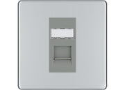 BG Screwless Polished Chrome Single 1 Gang RJ45 Data Socket FPCRJ451G Grey Insert by British General (BG-FPCRJ451G)