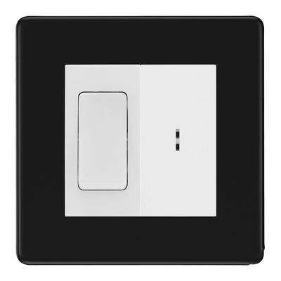 BG Screwless Matt Black 2 Way Single Pole Key Switch with 2 Way Single Pole Switch, Key Included - White Insert