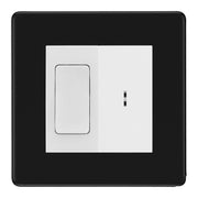 BG Screwless Matt Black 2 Way Single Pole Key Switch with 2 Way Single Pole Switch, Key Included - White Insert