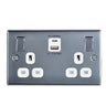 BG NBS22UACW Double 13 Amp Socket Outlet with A and C type USB Charger 3A Switched Socket by British General (BG-NBS22UACW)