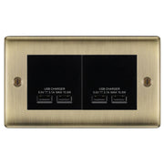 BG Nexus Antique Brass 4G Euro Plate with 2X USB-A Dual Chargers – Black Insert by British General (BG-NABEMR4+EMUSB3B)