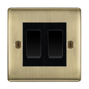 BG Antique Brass 2 Gang Custom Intermediate Light Switch by British General (BG-NABEMS2+EMSW13B)