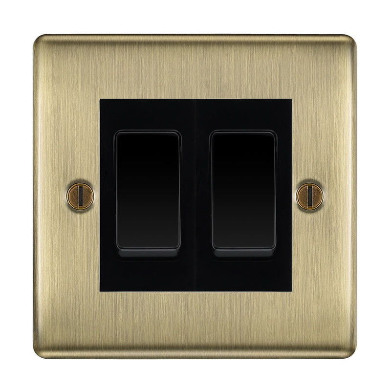 BG Antique Brass 2 Gang Custom Intermediate Light Switch
