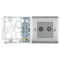 BG Nexus Brushed Steel 1x TV 1x FM Diplex Socket NBS66 with 35mm Steel Back Box