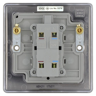 BG Nexus Metal Black Nickel 20A DP Single Switch NBN31 with 35mm Steel Back Box