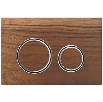 Geberit Sigma50 Round Dual Flush Plate - Black Walnut & Chrome - 115.884.JX.1