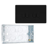 BG Screwless Matt Black 20A 16AX 2 Way Quadruple Light Switch FFB44 with 25mm Steel Back Box