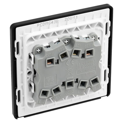 BG Evolve Matt Grey 3 Gang 20A 16AX 2 Way Light Switch PCDMG43B with 35mm Steel Back Box