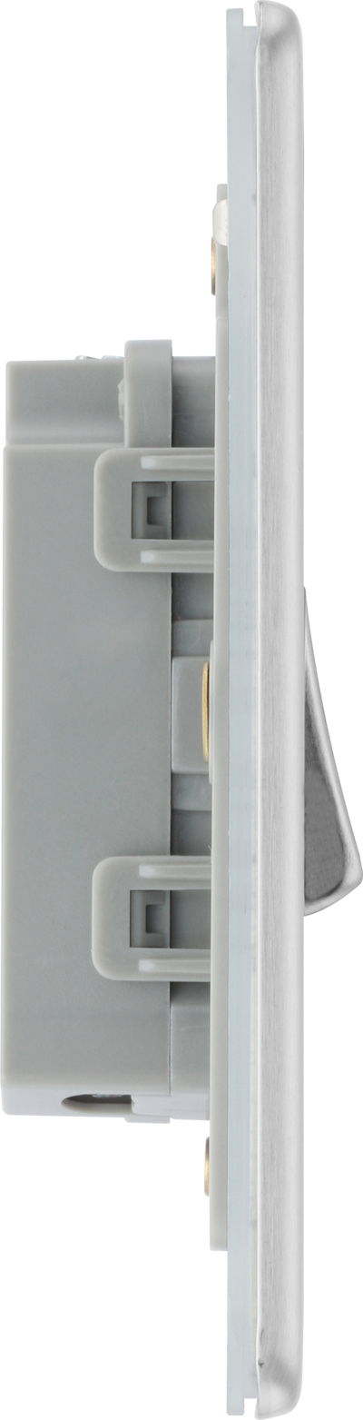 BG FBS12 Nexus Screwless Flat-Plate 2 Way 10A Single Light Switch Brushed Steel