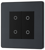 BG Evolve PCDMGTDS2B Matt Grey 2 Gang 200W Trailing Edge Secondary Touch Dimmer - Black Insert