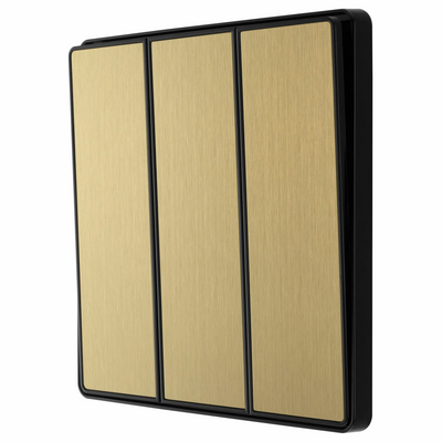 BG Evolve Satin Brass 3 Gang 2-Way 20A Edge to Edge Rocker Light Switch | PCDSB43EB by British General (BG-PCDSB43EB)