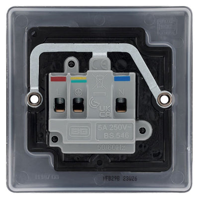 BG Nexus Matt Black 5A Unswitched Round Pin Socket NFB29B with 25mm Steel Back Box
