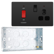 BG Evolve Black Chrome 45A Switch 13A Switched Socket Cooker Control Unit PCDBC70B with 25mm Steel Back Box