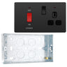 BG Evolve Black Chrome 45A Switch 13A Switched Socket Cooker Control Unit PCDBC70B with 25mm Steel Back Box