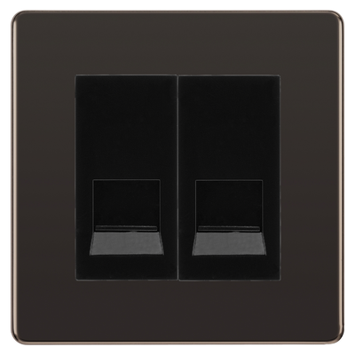 BG Screwless Black Nickel Double Master Telephone Socket, Screw Terminal - Black Insert by British General (BG-FBNBTMS2B)
