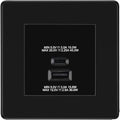BG Screwless Matt Black 45W USB Wall Socket Euro Module USB-A & C - Black Insert