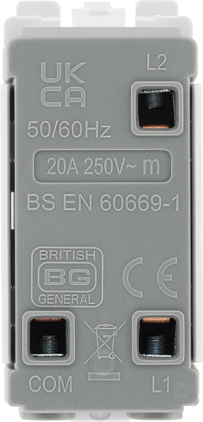 BG RFB12C Nexus Grid Matt Black 20AX 2 Way 1 Pole Centre-Off Switch Module