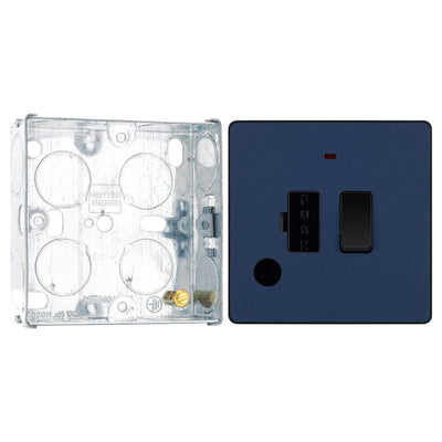 BG Evolve Matt Blue 13A Flex Outlet Neon Switched Fused Connection Unit PCDDB52B with 25mm Steel Back Box