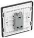 PCDSB12B Back - This Evolve Satin Brass 20A 16AX single light switch from British General will operate one light in a room. The 2 way switching allows a second switch to be added to the circuit to operate the same light from another location (e.g. at the top and bottom of the stairs).