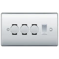 BG Nexus Polished Chrome 4 Gang Switch 3x Trailing Edge LED Dimmer 1x Intermediate Custom Grid Switch