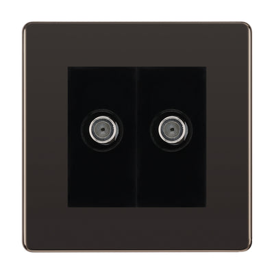 BG Screwless Black Nickel Double Satellite Socket FBN642B by British General (BG-FBN642B)