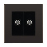 BG Screwless Black Nickel Double Satellite Socket FBN642B by British General (BG-FBN642B)