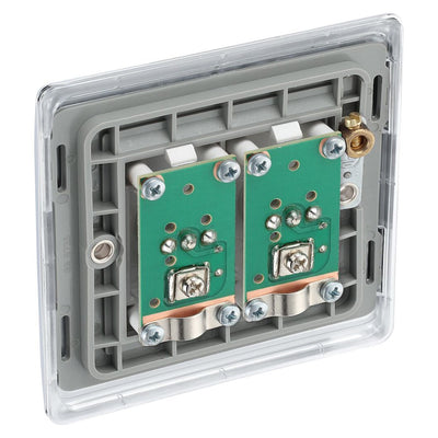 BG Nexus Polished Chrome 2 Gang Isolated Co-Axial Socket NPC63 with 35mm Steel Back Box
