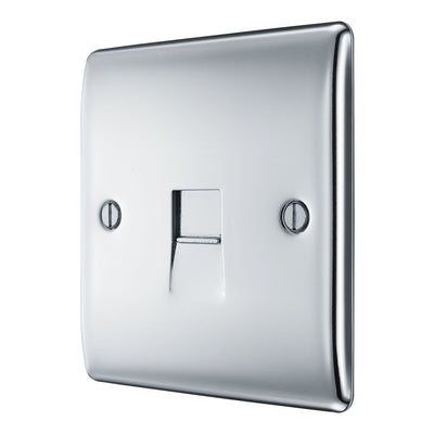 BG Nexus Polished Chrome Single Master Telephone Socket NPCBTM1 with 35mm Steel Back Box