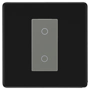 BG Nexus Screwless Matt Black Single Secondary Touch Dimmer Switch - Grey Insert by British General (BG-EMTDSG+FFBEMS1)