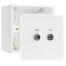 BG Electrical 2 Gang Diplex TV and FM Socket White & 50mm Pattress Back Box by British General (BG-866+877)