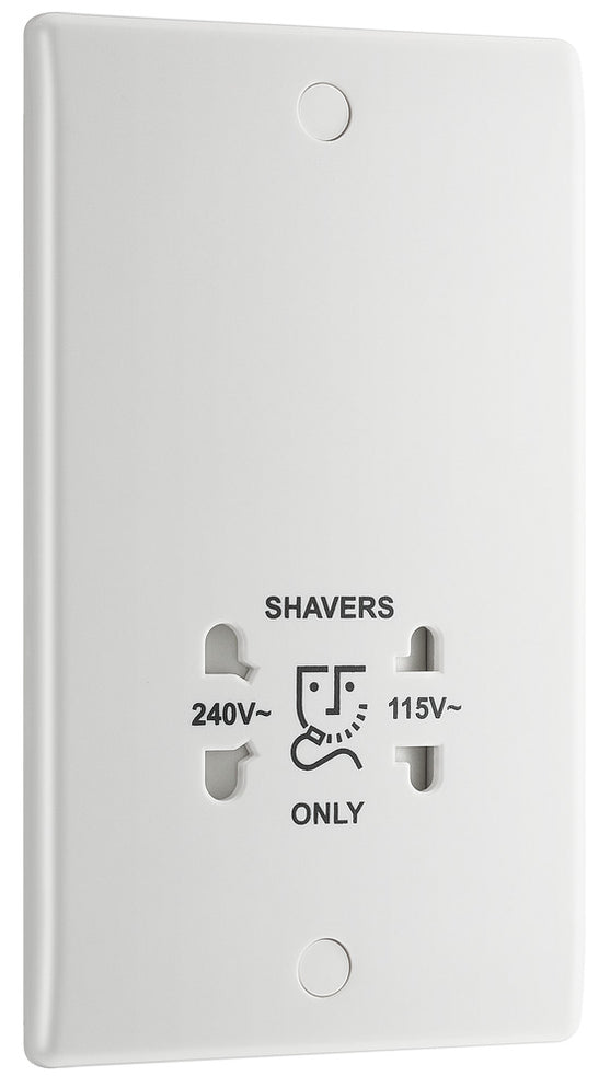 BG 820 Moulded Round Edge | White | 115-230V Dual Voltage Shaver Socket