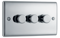 BG NPC83 Nexus Metal Polished Chrome 3 Gang 200W 2 Way Trailing Edge Push Type Dimmer Switch