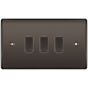 BG Black Nickel 3 Gang Light Switch 1x Intermediate 2x 2 Way Custom Switch by British General (BG-NEXUS-BN-3G-CUSTOM-1xINT-2x-2WAY-SP)