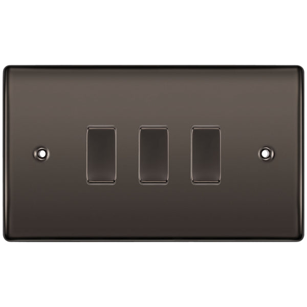 BG Black Nickel 3 Gang Light Switch 1x Intermediate 2x 2 Way Custom Switch