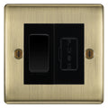 BG Nexus Metal Antique Brass 20A Double Pole Switch & 13A Fused Spur Plate | Black Insert