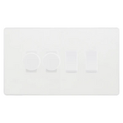BG Evolve Pearlescent White 4 Gang Switch 2x Trailing Edge LED Dimmer 2x Intermediate Custom Grid Switch by British General (BG-Evolve-CL-4G-CUSTOM-2x-Dimmer-2x-INT)