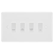 BG White Moulded 4 Gang Custom Labelled Appliance Grid Switch by British General (BG-Nexus-White-Moulded-4G-Appliance)