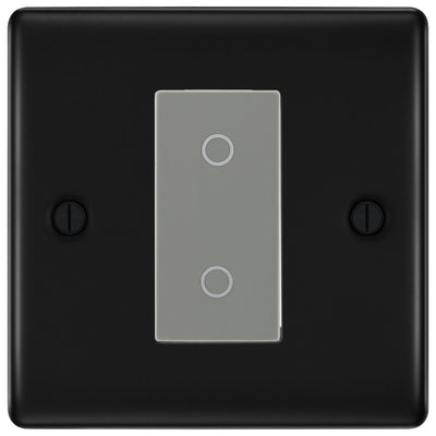 BG Nexus Matt Black Single Secondary Touch Dimmer Switch Grey Insert by British General (BG-EMTDSG+NFBEMS1)