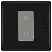 BG Nexus Matt Black Single Secondary Touch Dimmer Switch Grey Insert by British General (BG-EMTDSG+NFBEMS1)