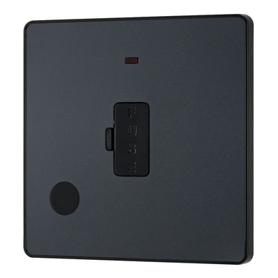 BG Evolve Matt Grey 13A Flex Outlet Neon Unswitched Fused Connection Unit PCDMG54B with 25mm Steel Back Box