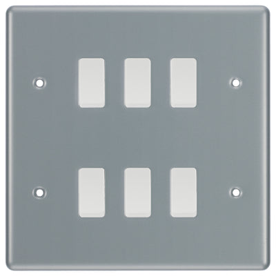 BG Metal Clad 6 Gang Intermediate Light Switch Custom Grid