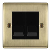 BG Nexus Antique Brass Double IDC Secondary Telephone Socket - Black Insert by British General (BG-NABBTS2B)