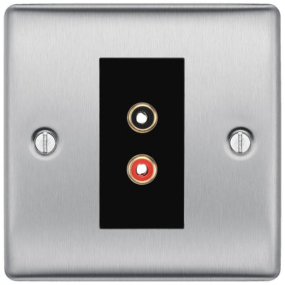 BG Nexus Brushed Steel Euro Module RCA X 2 Outlet NBSRCA2B by British General (BG-NBSRCA2B)
