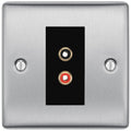 BG Nexus Brushed Steel Euro Module RCA X 2 Outlet NBSRCA2B