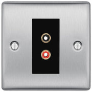BG Nexus Brushed Steel Euro Module RCA X 2 Outlet NBSRCA2B by British General (BG-NBSRCA2B)