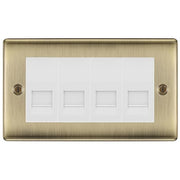 BG Nexus Antique Brass 4 Gang IDC Secondary Telephone Socket - White Insert by British General (BG-NABBTS4W)