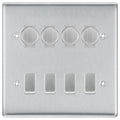 BG Nexus Brushed Steel 8 Gang Switch 4x Trailing Edge LED Dimmer 4x Intermediate Custom Grid Switch